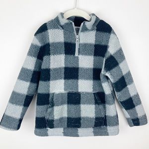 Cat & Jack - XS Boys Black & Gray Buffalo Check Fleece Pullover